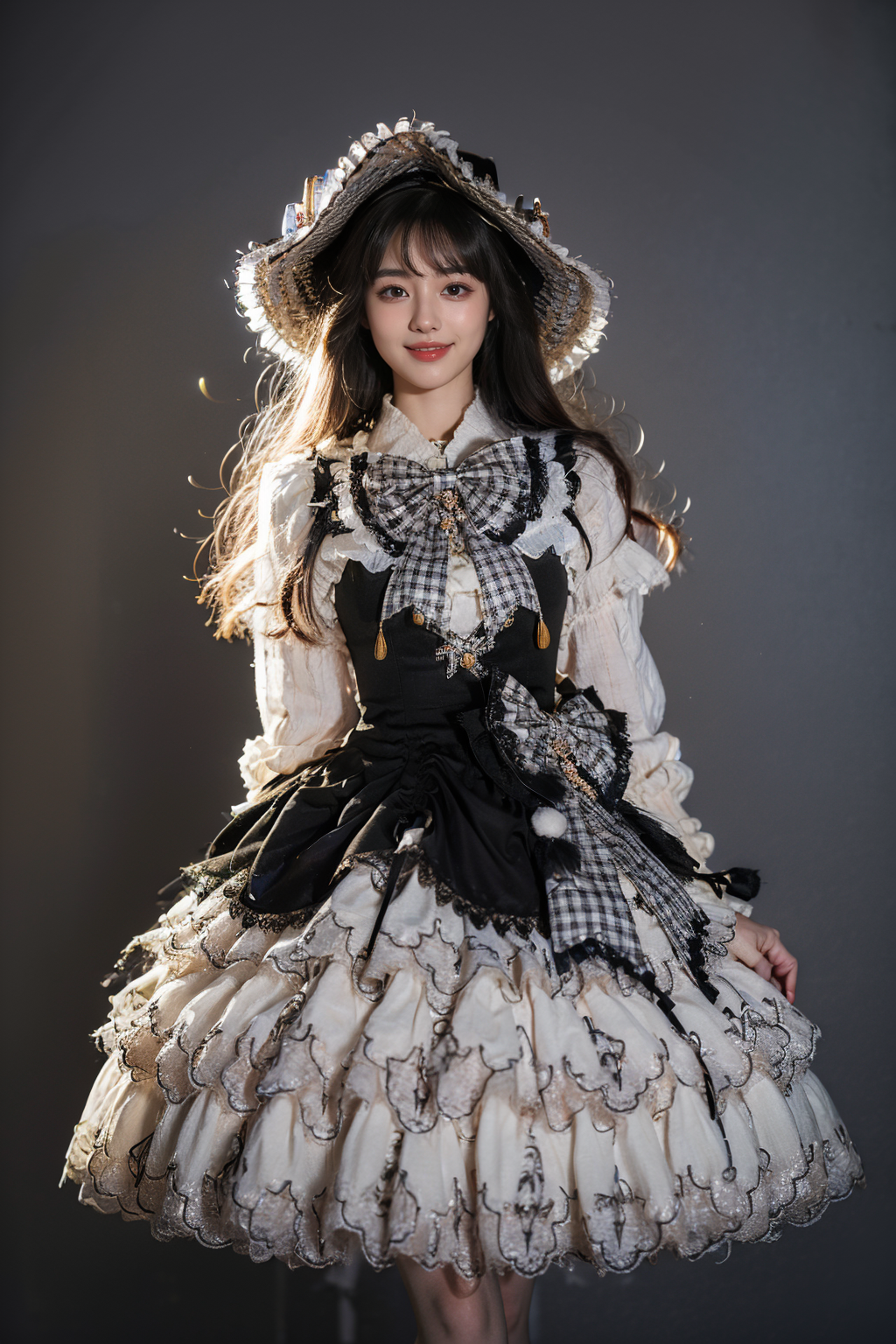 00003-4003113071-best quality, masterpiece, realistic, photorealistic, 1girl, solo, long hair, black hair, looking at viewer, smile, standing, ar.png